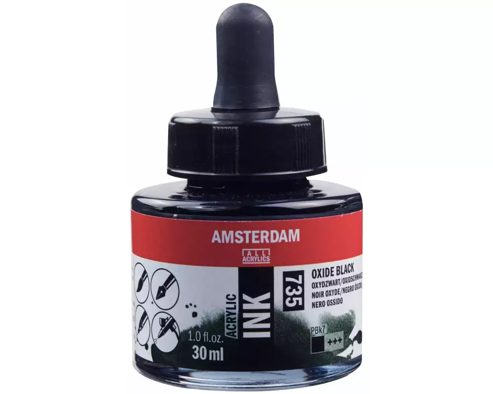 Amsterdam Acryltinte 735 Oxidschwarz deckend, 30 ml 30 ml, Schwarz