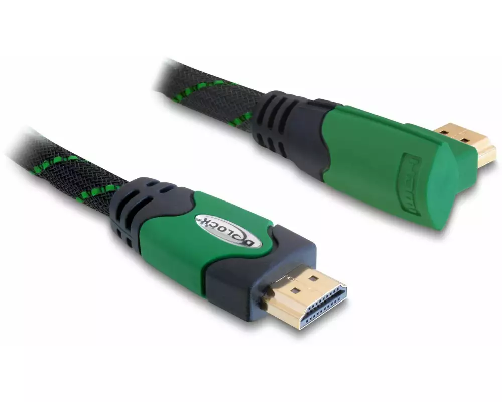 Delock Kabel gewinkelt rechts HDMI - HDMI, 5 m, Grün