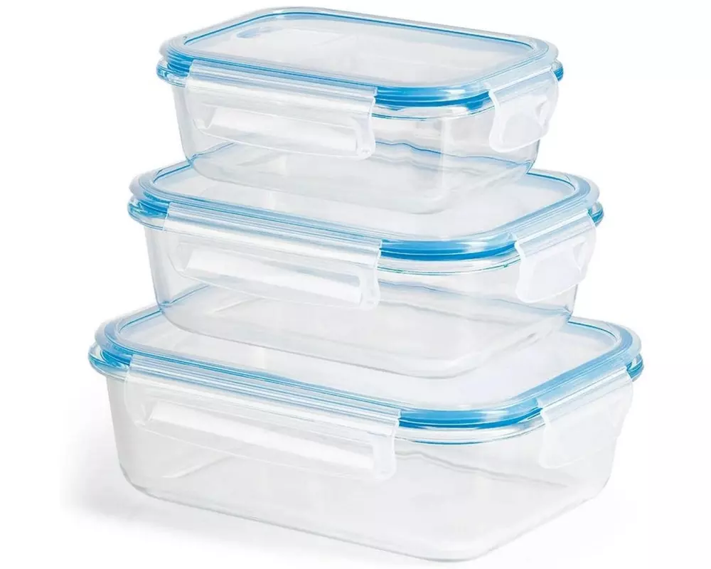 GOURMETmaxx Vorratsbehälter Klick-it 3 Stück, Blau/Transparent