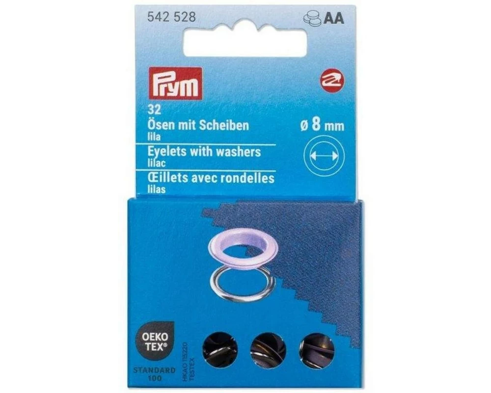 Prym Ösen mit Scheiben, 8 mm Lila, Silber