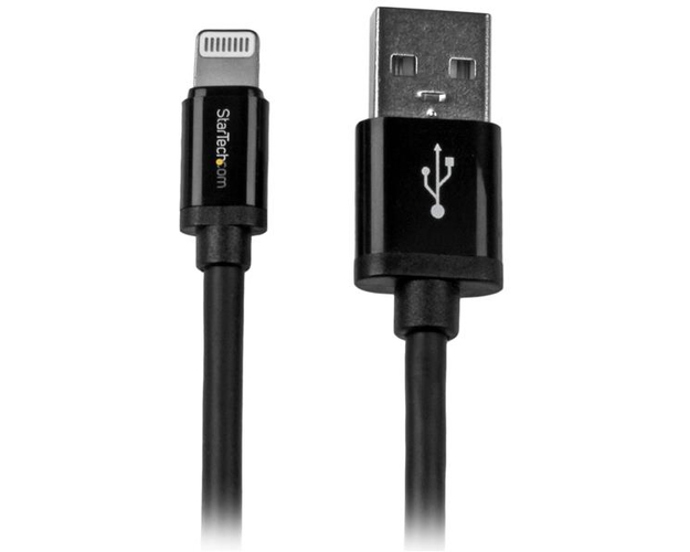 StarTech.com 2m (6ft) Long Black AppleÂ 8-pin Lightning Connector to USB Cable for iPhone / iPod / iPad