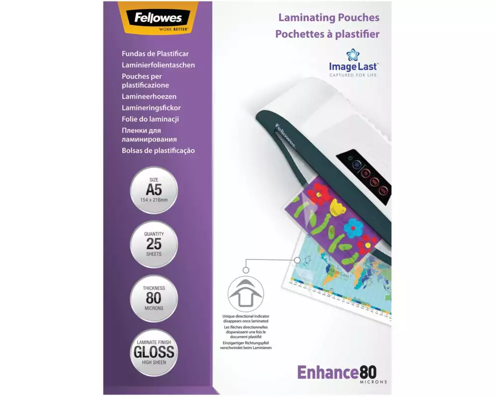 Fellowes Laminierfolie A5, , 25 Stück, Glänzend