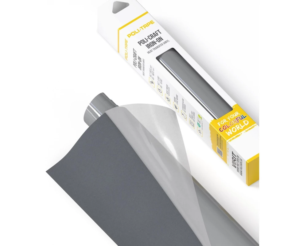 Poli-Tape Aufbügelfolie Tubitherm Flock, 30.5 x 61 cm, Anthrazit