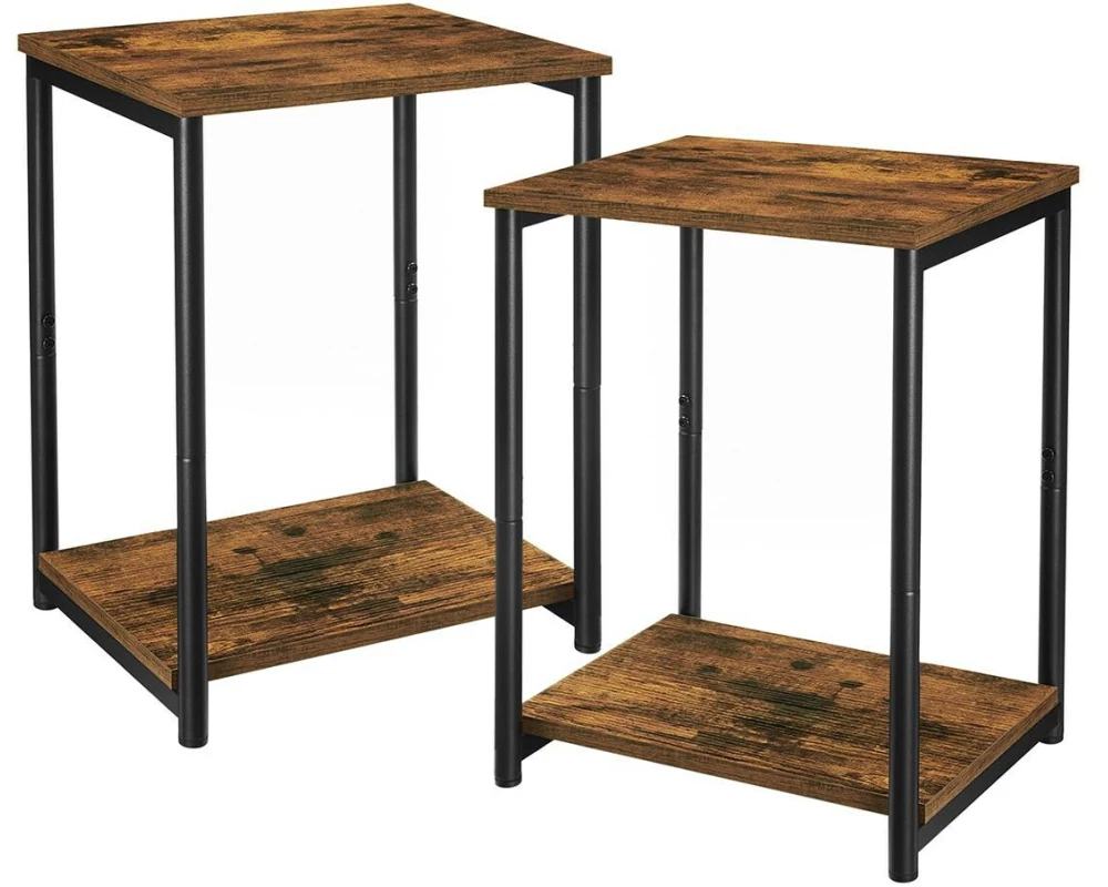 VASAGLE Beistelltisch 2er-Set 30 x 50 cm, Schwarz/Braun
