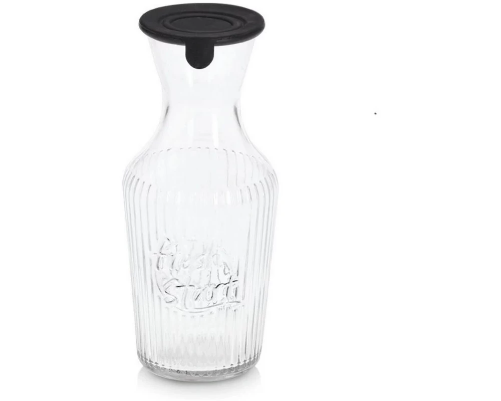 Zeller Present Glaskaraffe mit Silikond. 1.2 l, Transparent/Silber