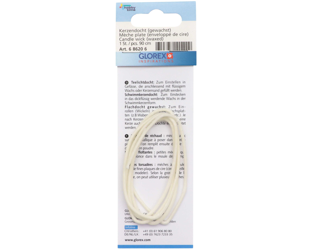 Glorex Kerzendocht gewachst 90 cm 3 x 18