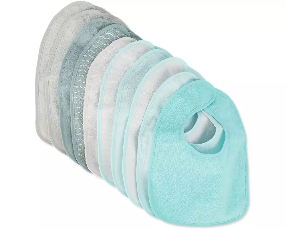 bieco Lätzchen 10er Set, Petrol/Schiefer 30 x 21 cm