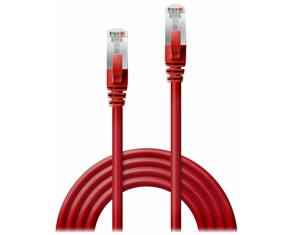 LINDY Patch Cable, Cat6, S/FTP, RJ45-RJ45, 10m, red, LSOH, PIMF, including Testprotocol, snagless