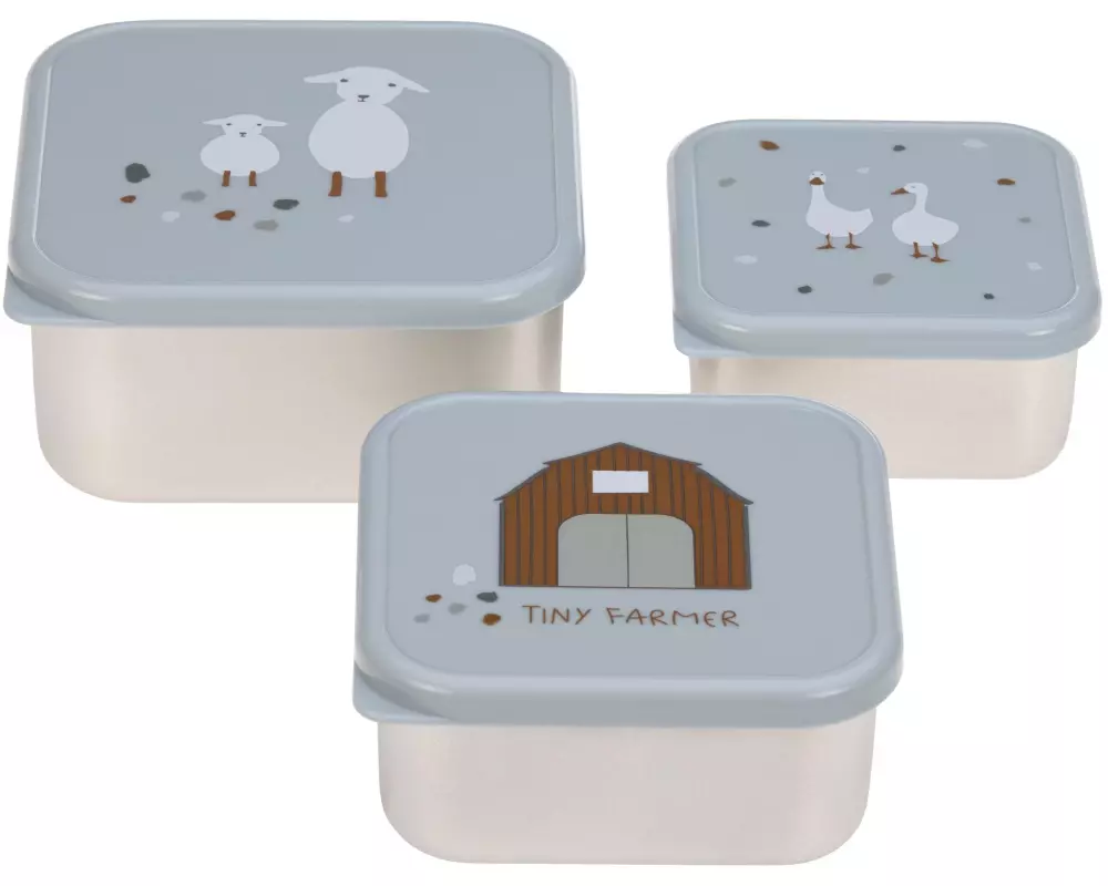 Lässig Lunchbox 3er Set Tiny Farmer Sheep/Goose Blue