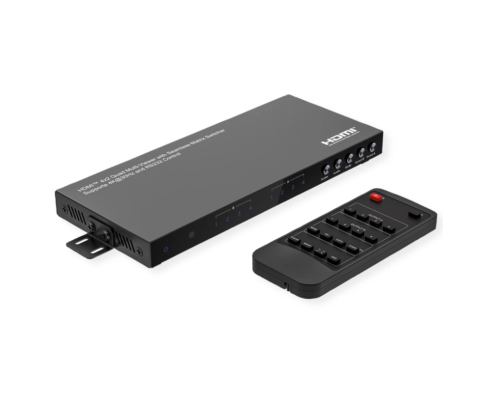 VALUE HDMI Matrix Switch, 4x2 QUAD Multi-Viewer, nahtlose Umschaltung