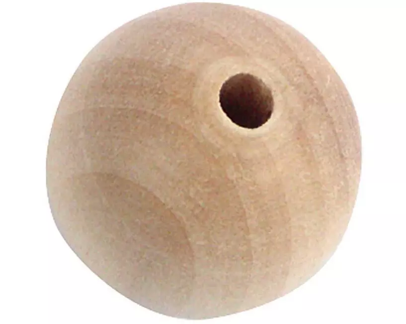 Rico Design Holzperlen Gebohrt 30 mm Nature, 12 Stück