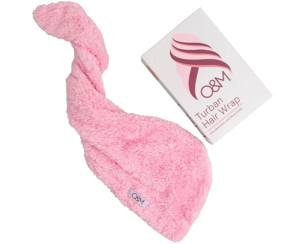O & M Turban Hair Wrap Turban Hair Wrap Pink Mikroweb-Faser Rosa