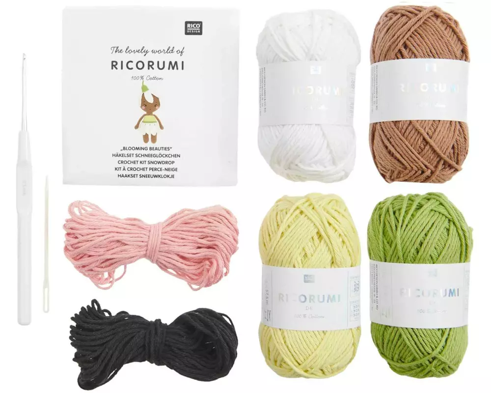 Rico Design Häkelset Blooming Beauties 6-teilig, Schneeglöckchen
