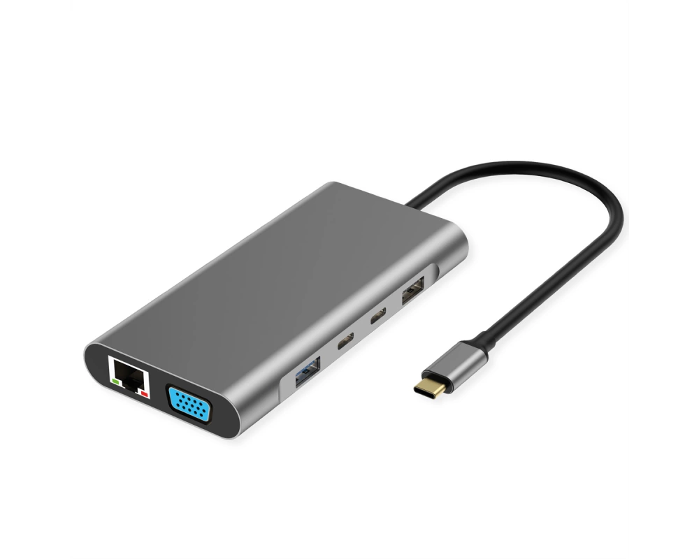 VALUE USB-C Dockingstation, 2x 4k HDMI, DP, VGA, Gigabit Ethernet, 2x USB-C, 2x USB-A, PD