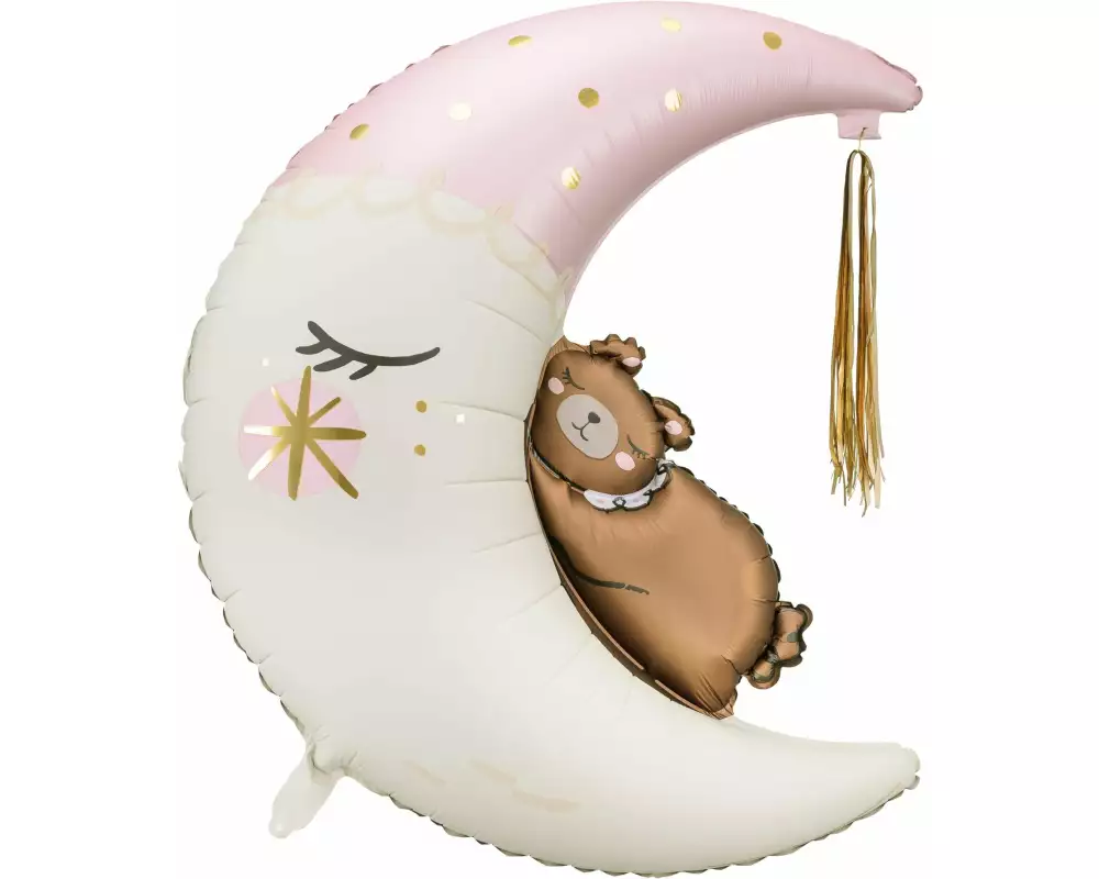 Partydeco Folienballon Teddybär Mond 80 x 98 cm