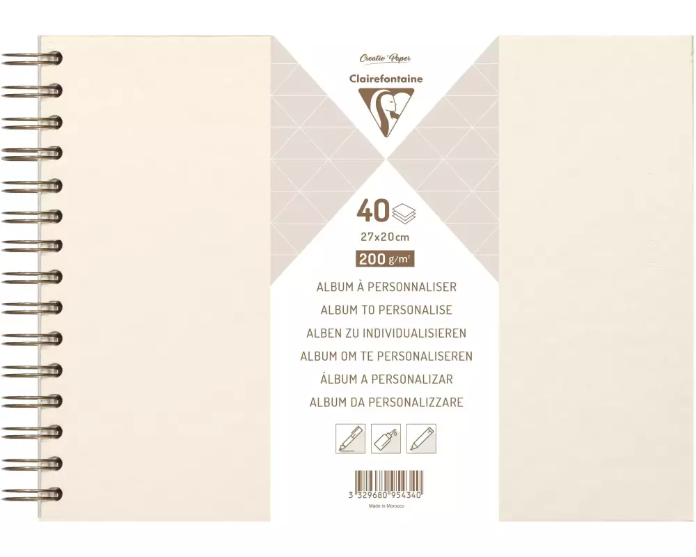 Clairefontaine Fotoalbum DIY 27 x 20 cm, Blanko, Elfenbein