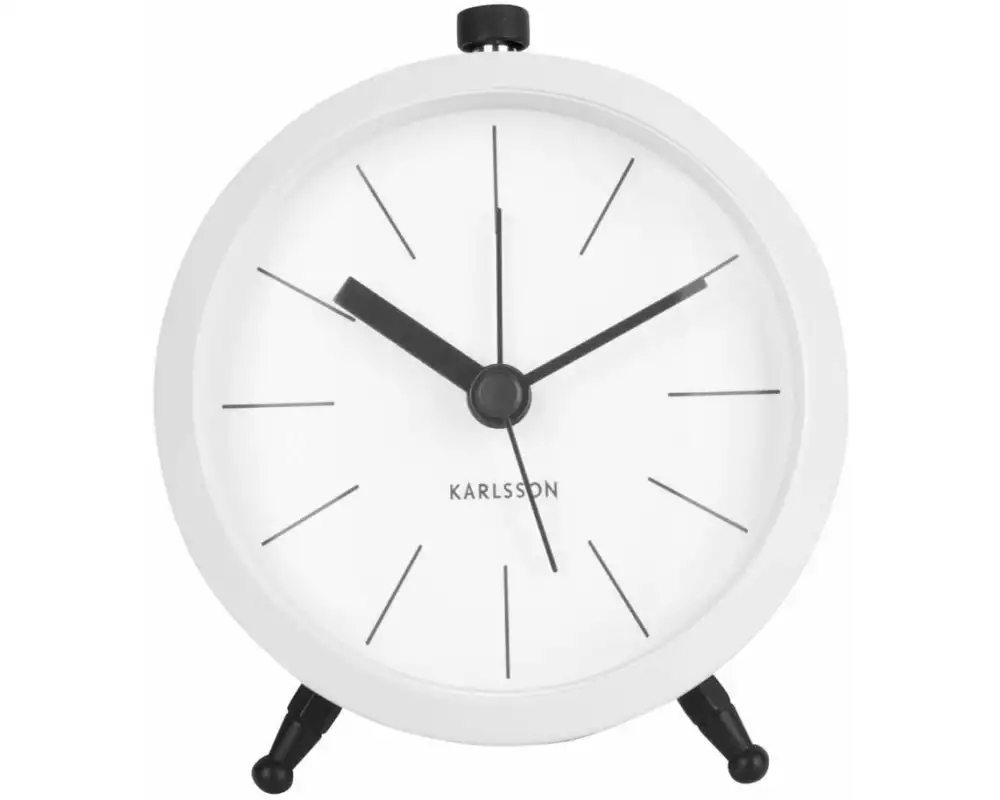 KARLSSON Klassischer Wecker Button Weiss matt