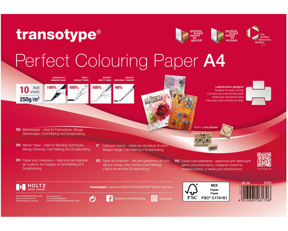 TRANSOTYPE Markerpapier A4 07010 250g/m2 10 Blatt