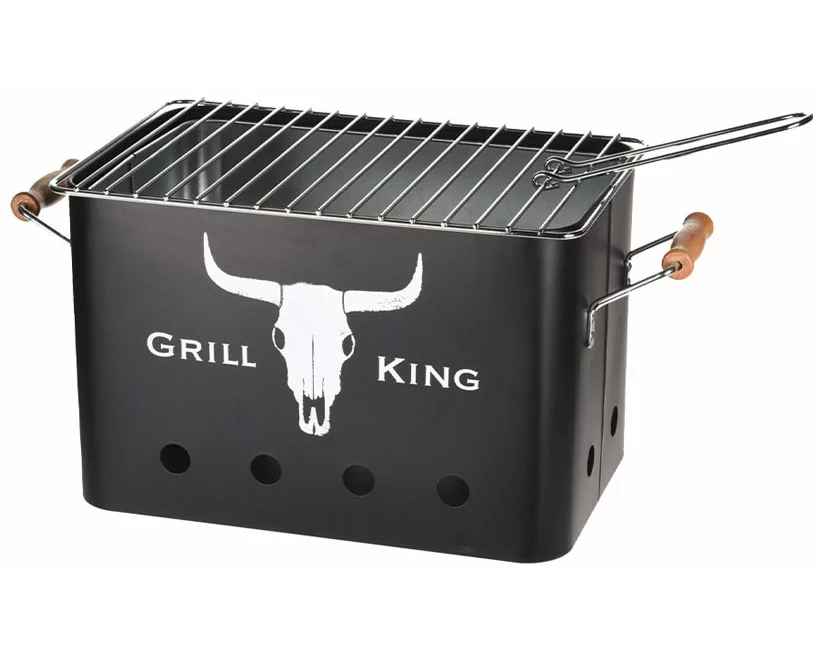FS-STAR Mini Holzkohle Grill rechteck mattschwarz