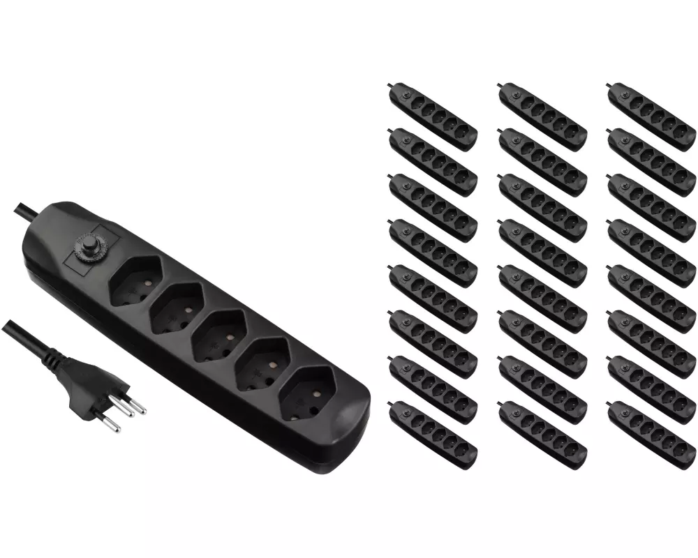 FURBER.power Steckdosenleiste mit Überlastschutz 5x T13, 25 Stück