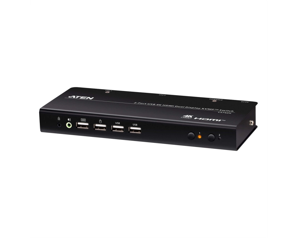 ATEN CS742H 2 Port USB 4K HDMI Dual Display KVM Switch