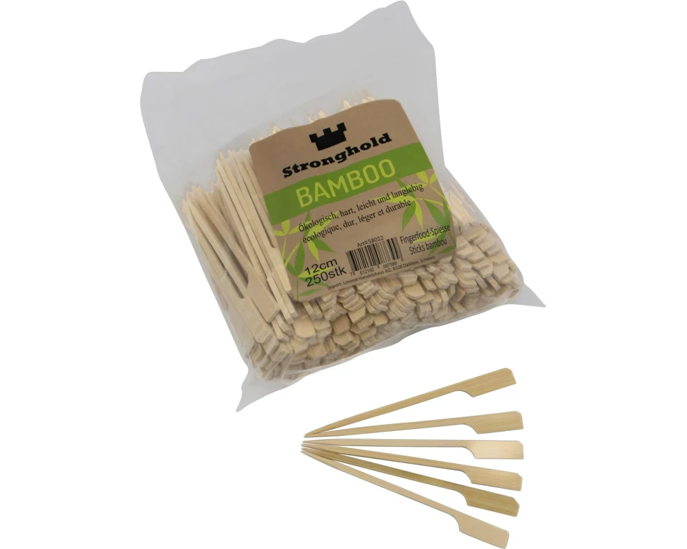Stronghold Bambus-Spiesse mit Griff 12 cm, 250 Stück