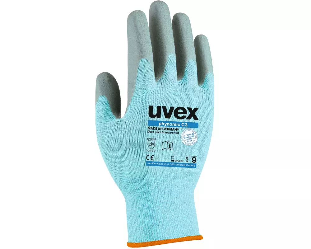 uvex Schnittschutzhandschuh Phynomic C3, 10, Blau/Grau, 1 Stück