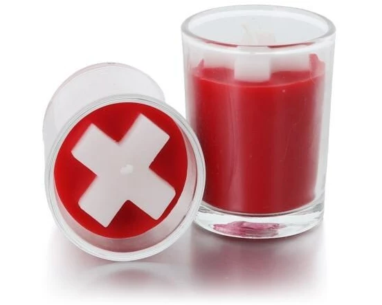 balthasar Kerze im Glas Schweizer Kreuz 1 Stück, Rot