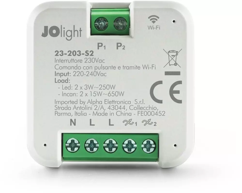 JOlight WLAN-Schaltaktor Tuya 2-fach, 230 V, 650 W