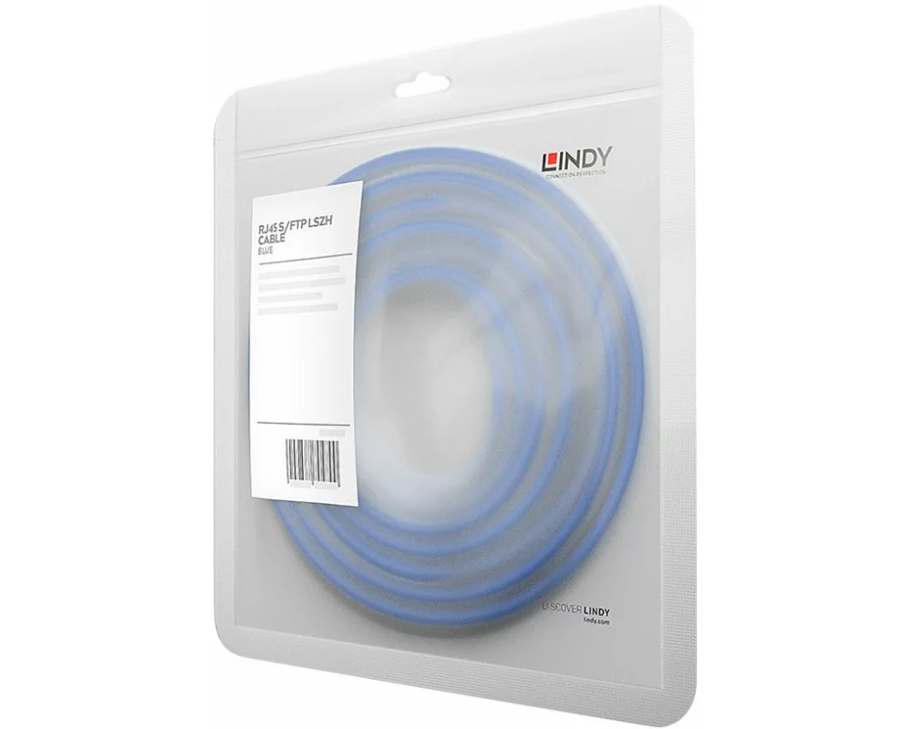 LINDY Patch Cable, Cat.7, S/FTP, RJ45-RJ45, 15m, blue, LSOH, PIMF, Cat7 rawcable with Cat6a conncetors