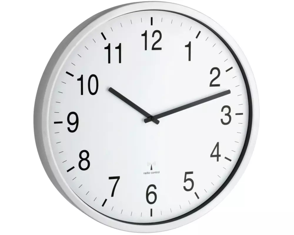 TFA Dostmann Funk-Wanduhr XXL Ø 50 cm, Weiss/Silber