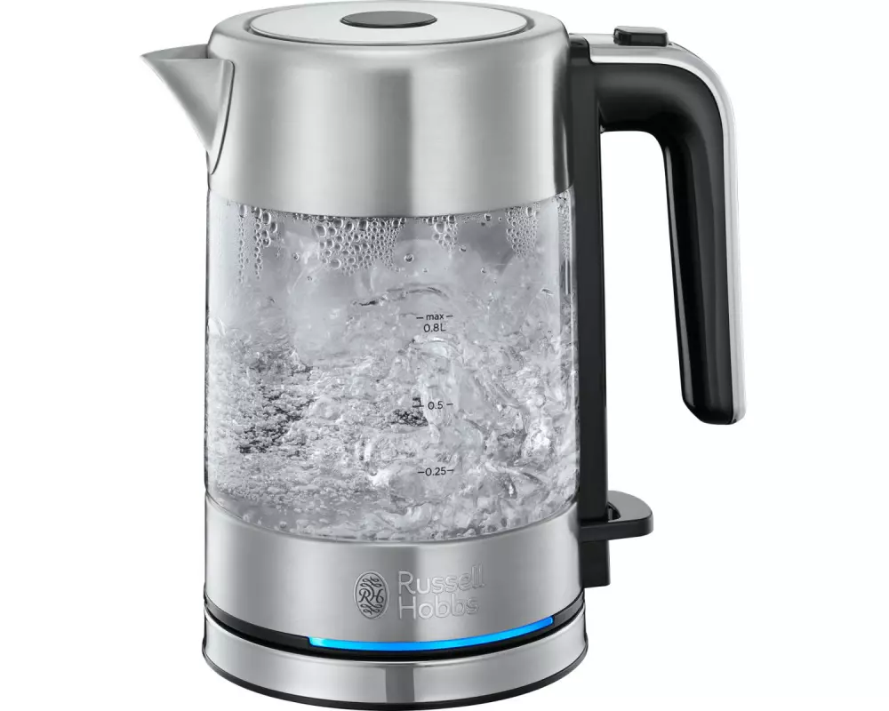Russell Hobbs Wasserkocher Compact Home 0.8 l, Silber/Transparent