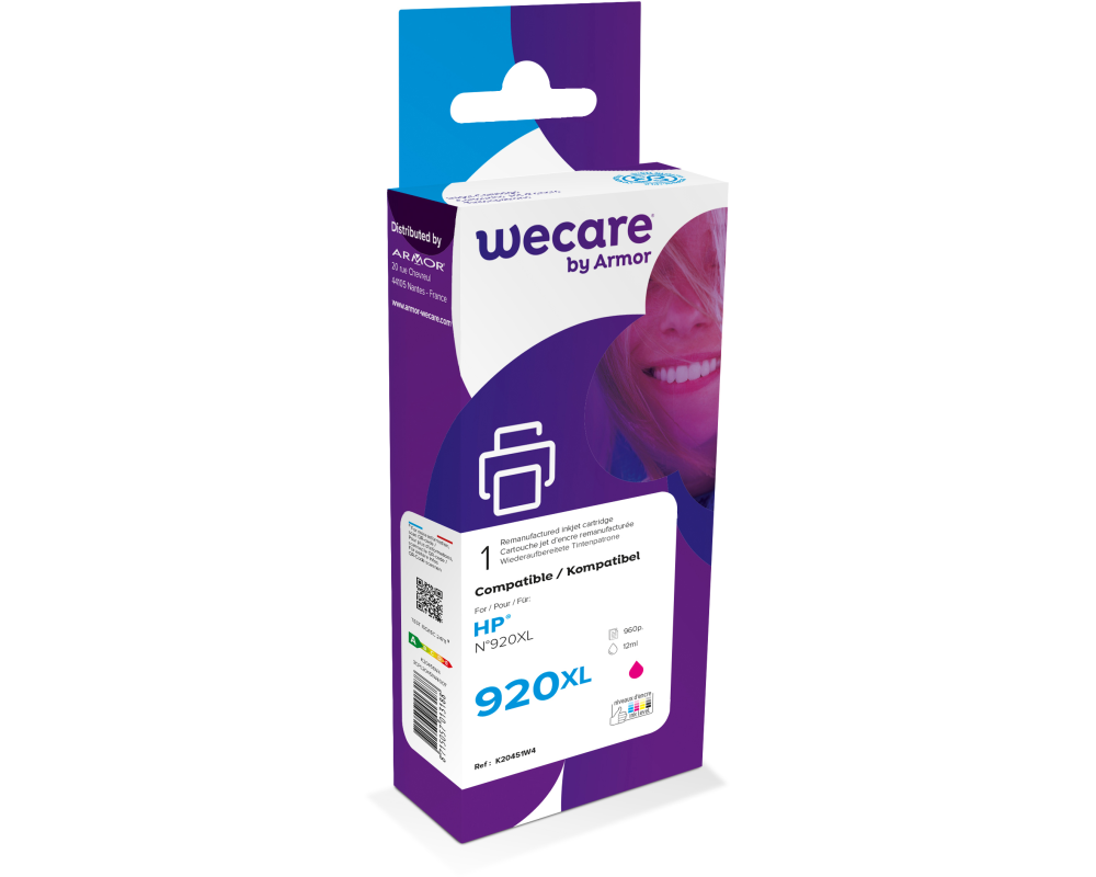 WECARE Tinte 920XL rebuilt magenta CD973AEWE zu HP OfficeJet 6500 12ml