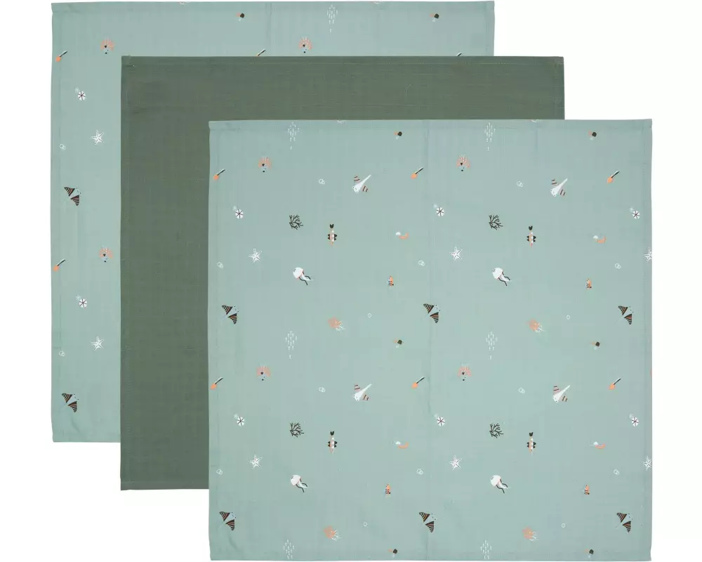ZEWI bébé-jou Mulltuch Ocean Vibes 3er Set 70 x 70 cm
