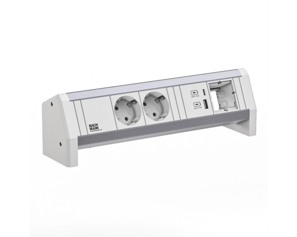 BACHMANN DESK 2xCEE7/3 1xUSB A/C 22W 1xCM GST18 RAL9010