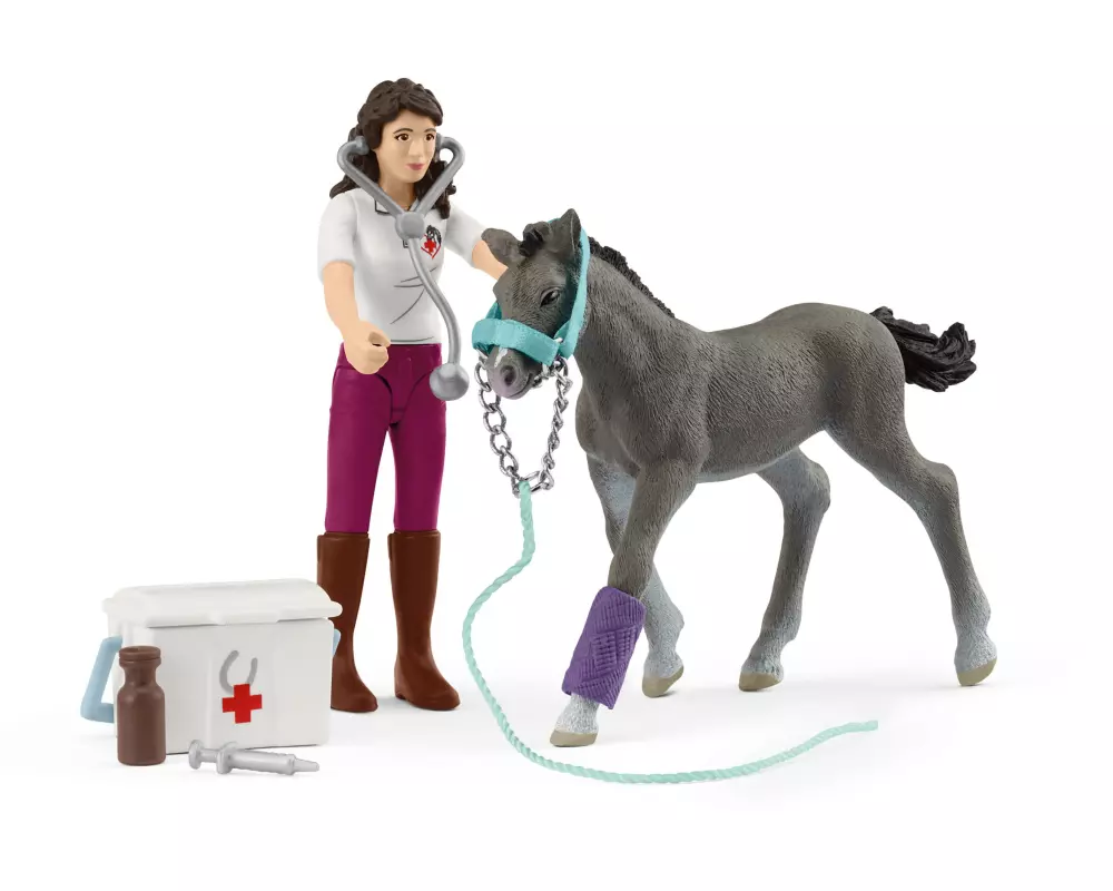 Schleich Spielzeugfigur Horse Club Mrs. Kramer mit Fohlen