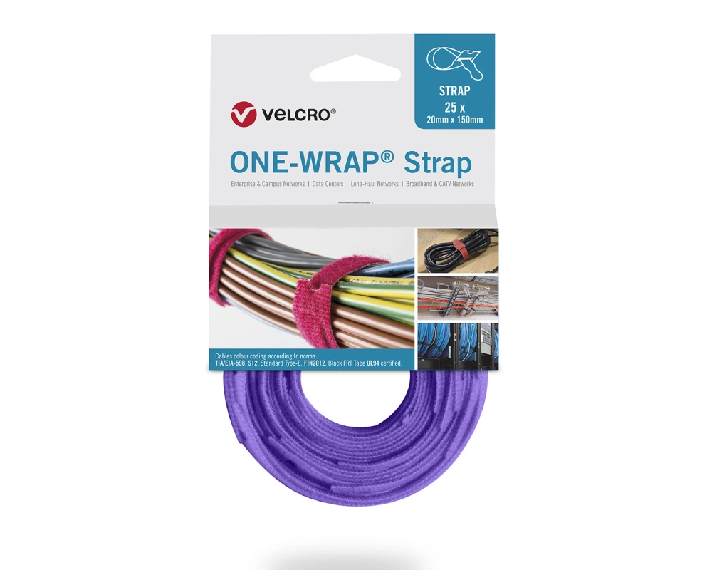 VELCRO One Wrap Strap 20mm x 330mm, 25 Stück, violett