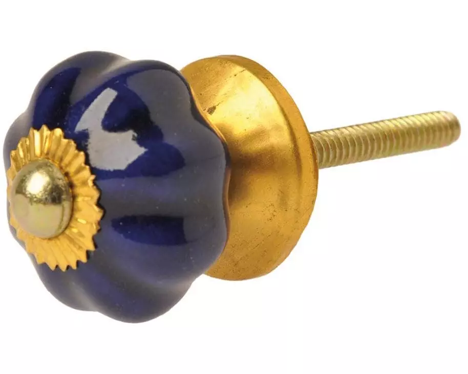 Tranquillo Möbelgriff handgemacht, Ø 3 cm, Dunkelblau/Gold