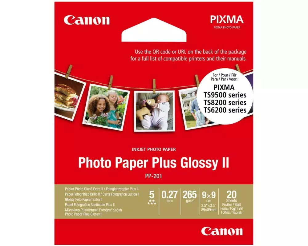 Canon Fotopapier PP-201 Glossy II 8,9x8,9 cm 20 Stück