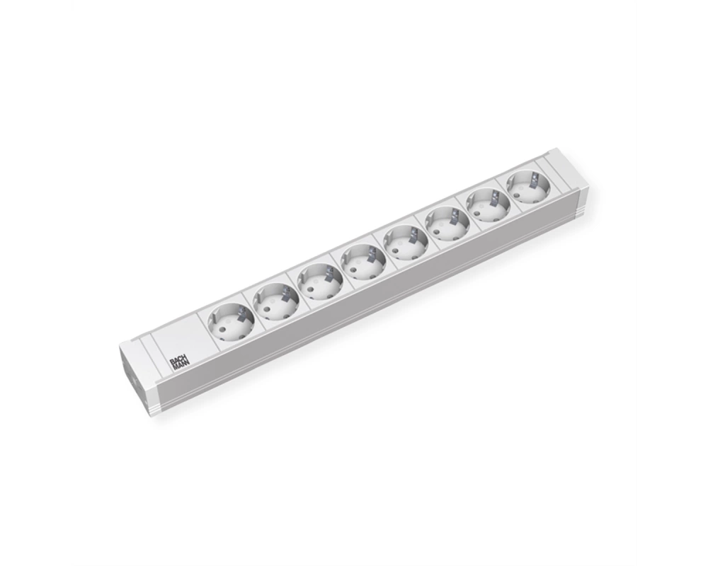 BACHMANN 19'' PVC 8x Schutzkontakt-Steckdosenleiste, 2,0m Schutzkontaktstecker