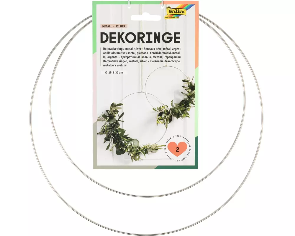 Folia Metallring Ø 25 und 30 cm, Silber, 2 Stück