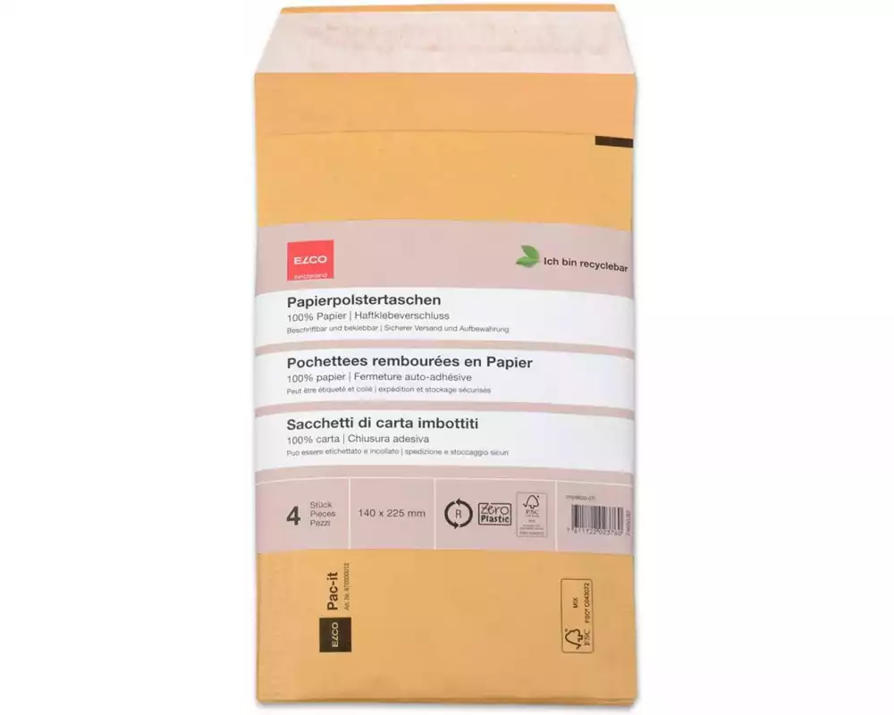 ELCO Versandtasche Zero Plastic 140 x 225 mm, 4 Stück