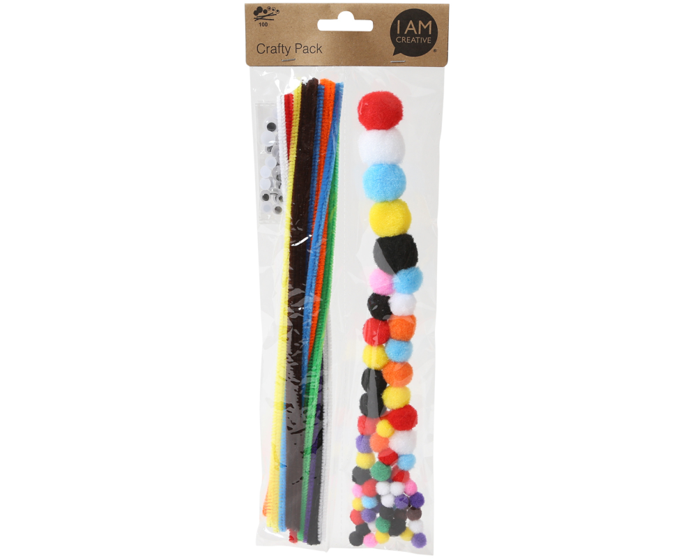 I AM CREATIVE Chenille & Pomponset 4023.06 bunt