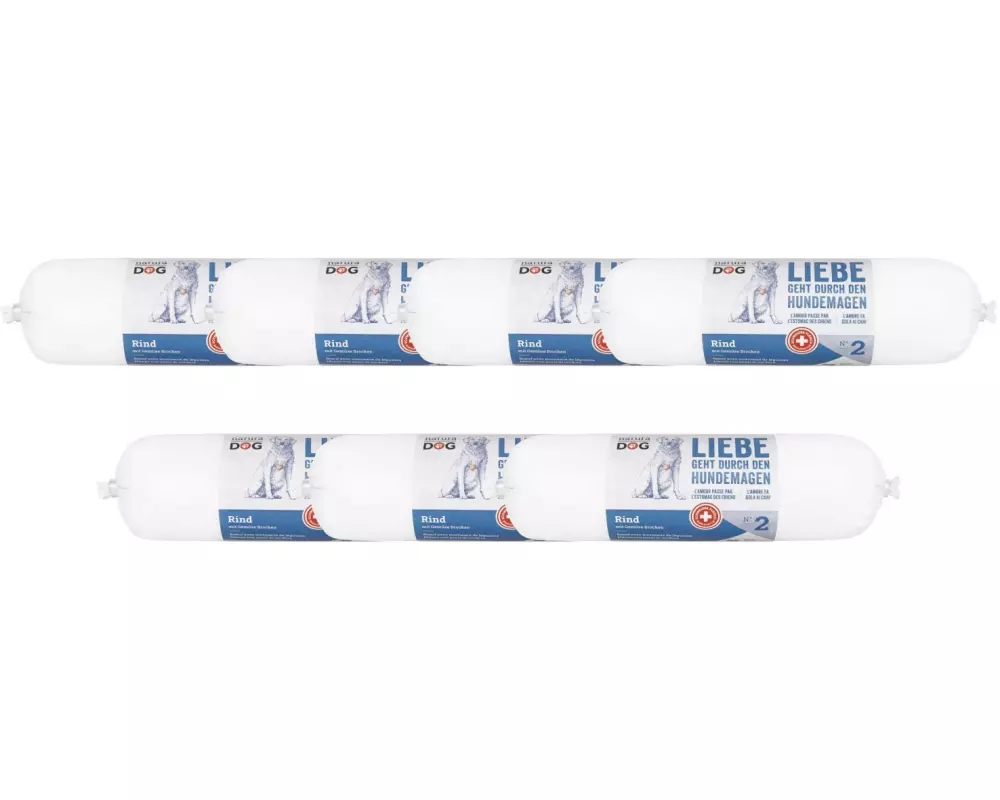 naturaDog Nassfutter Rind mit Gemüse Brocken Multipack, 7 x 850 g