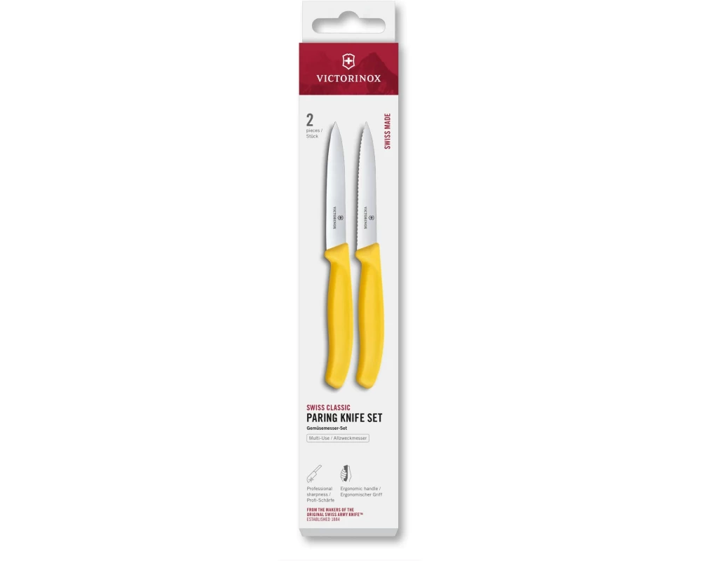 Victorinox Messer-Set Swiss Classic, 10 cm, Gelb, 2 Stück