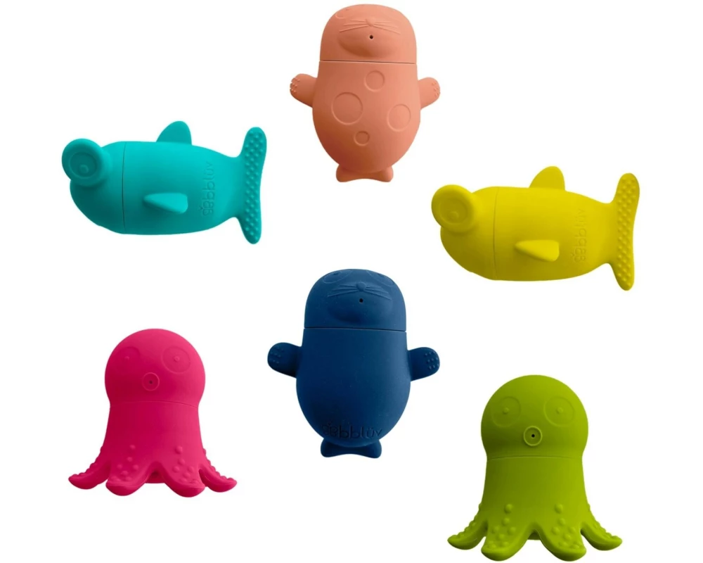 bblüv Badespielzeug-Set Büddies 6-teilig, Mehrfarbig