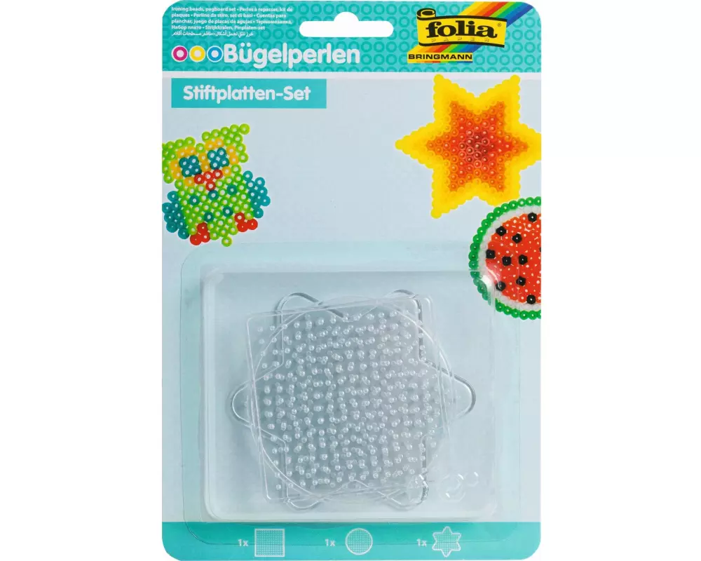 Folia Bügelperlen Platten Stiftplatten-Set Transparent