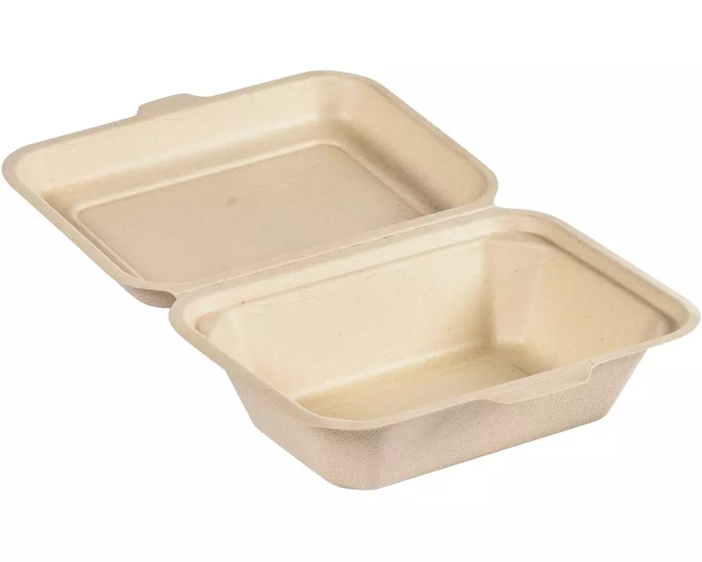 BioPak Menübox Hinged 600 ml Braun ungeteilt, 50 Stück