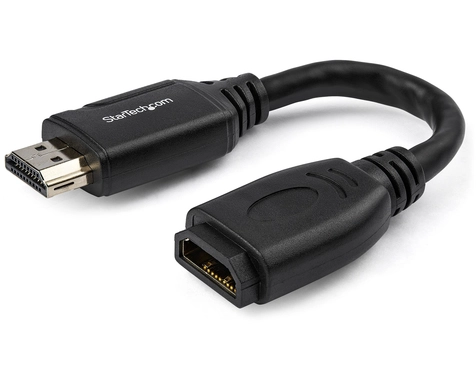 StarTech.com 6"/15cm HDMI Port Saver Cable, 4K 60Hz High Speed HDMI 2.0 Extension Cable with Ethernet, HDMI Male to Female Extension Cord
