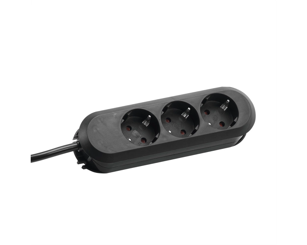 BACHMANN SMART Steckdosenleiste 3x Schutzkontakt, geschraubt, schwarz, 5 m